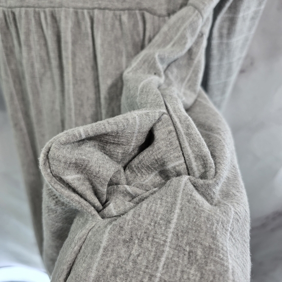 Roolee Dress Womens Small Gray White Striped T Shirt Long Sleeve Zip Pockets - Picture 10 of 14